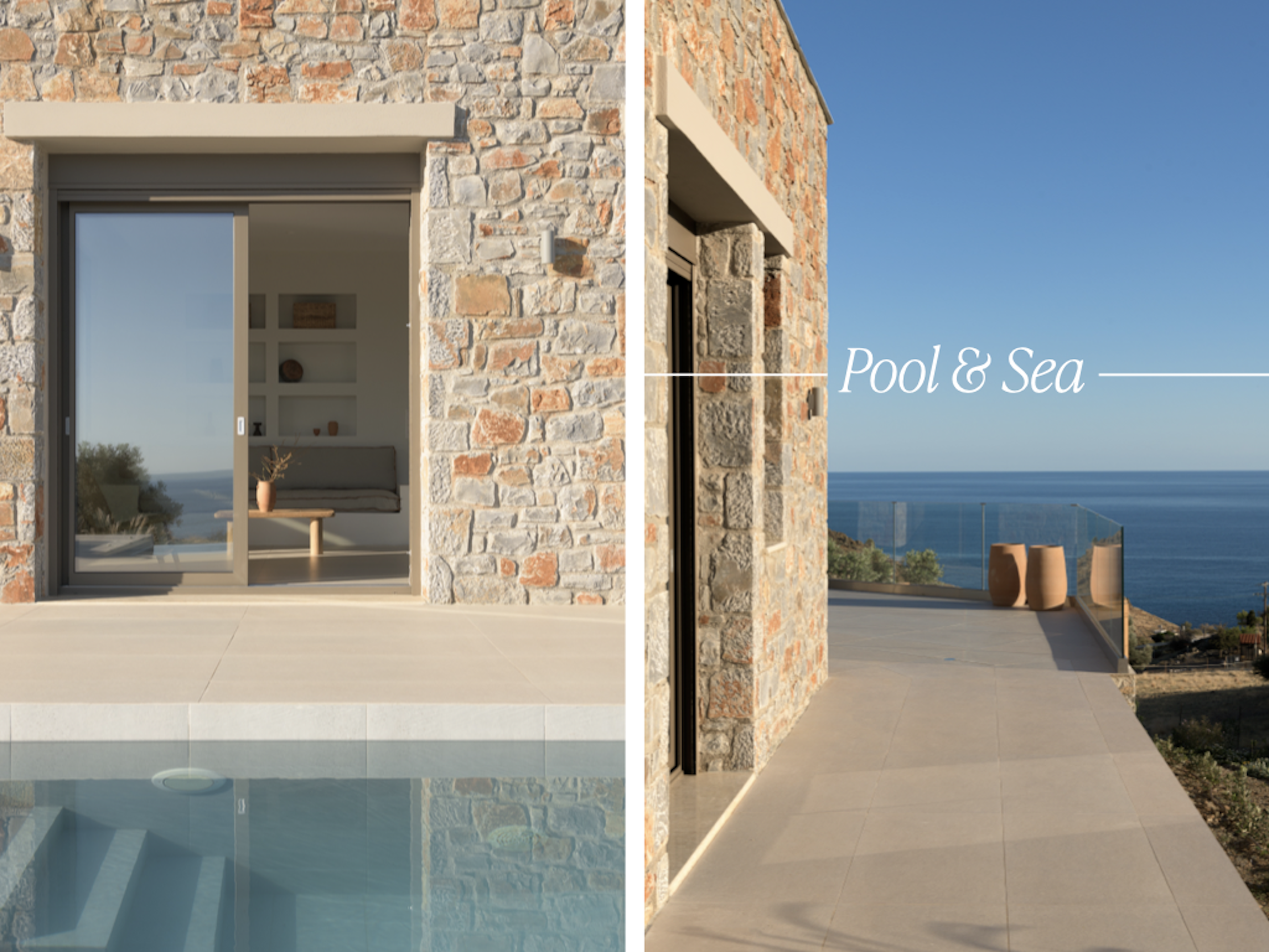 Experience serenity, reflected in every moment by the pool and the sea.