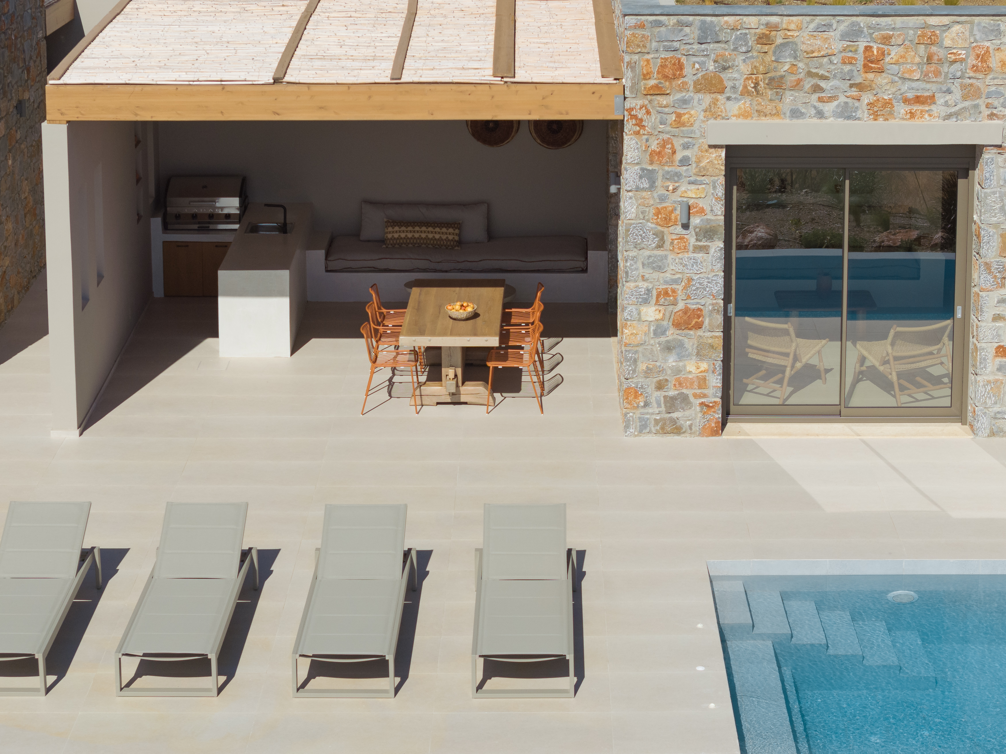 Elegant pool surroundings that create a peaceful atmosphere.